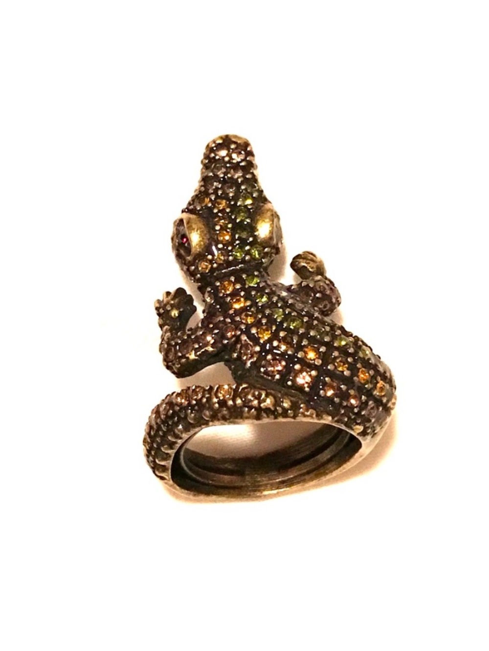 Alligator Rhinestone Cocktail Ring in Multicolor Sparkle